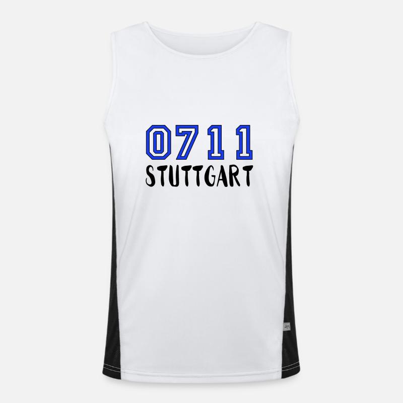 0711 Stuttgart Geschenkidee Stuggi Schwaben Funktionelles Kontrast-Tank Top für Männer 
