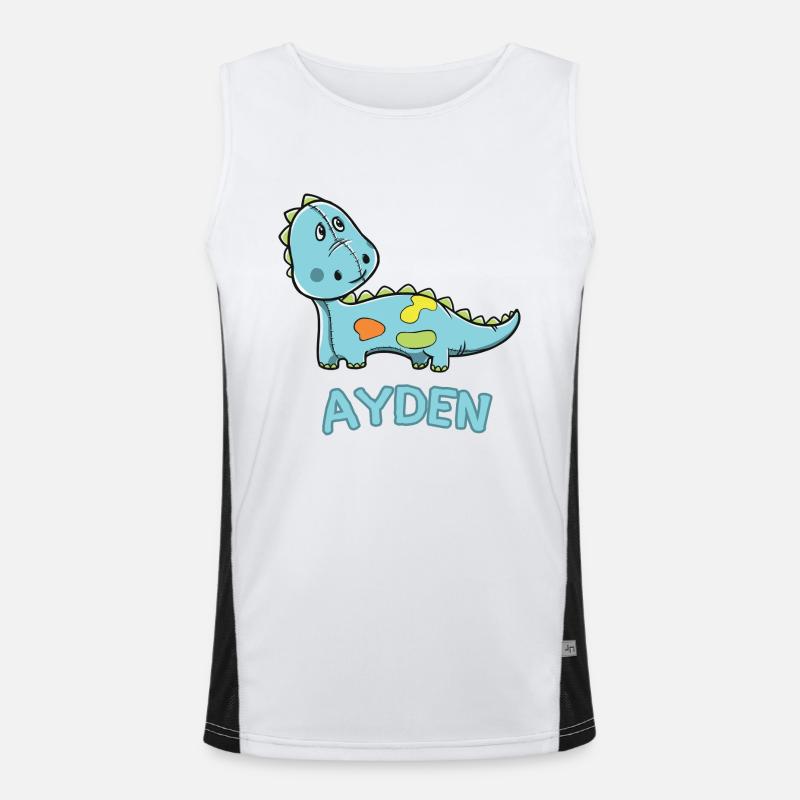 Dinosaur funny child ayden gift birthday Men's Functional Contrast Tank Top 