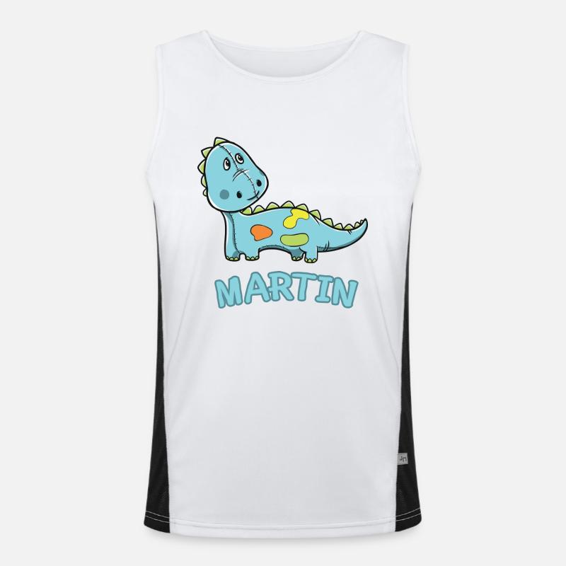 Dinosaurier lustig Kind Martin Geschenk Geburtstag Funktionelles Kontrast-Tank Top für Männer 