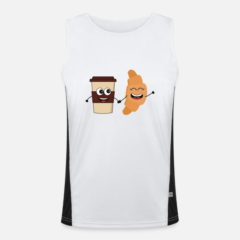 Kaffee und Croissant Funktionelles Kontrast-Tank Top für Männer 
