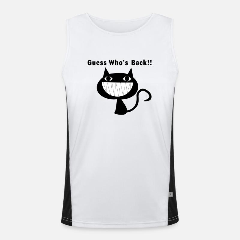 Guess Who´s Back Katze Cat Spruch Geschenk Idee Funktionelles Kontrast-Tank Top für Männer 