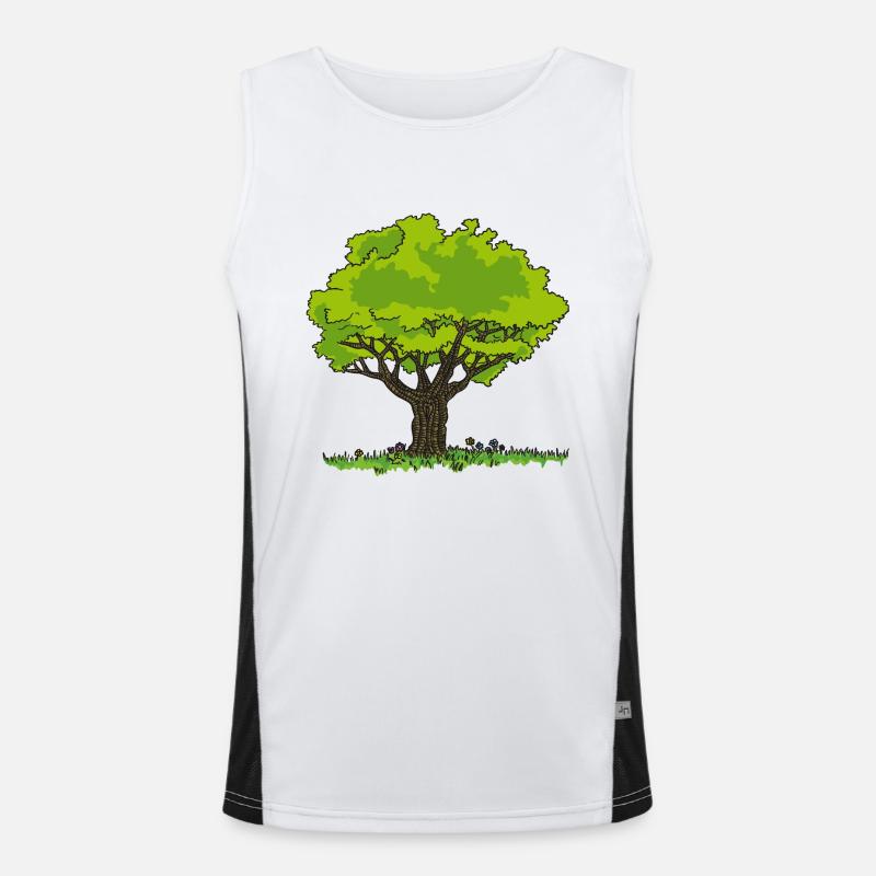 Dessin arbre pré et fleurs Débardeur respirant contrasté Homme 