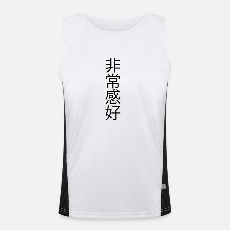 Kinesiske tegn sort - Funktionel kontrast tanktop til herrer - hvid/sort