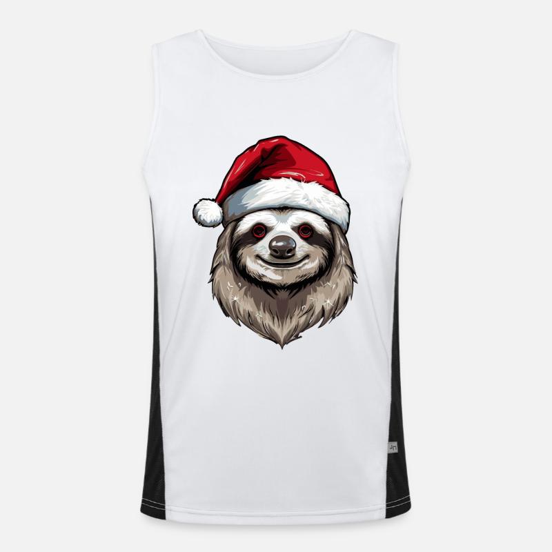 Faultier Kopf Weihnachten Portät Funktionelles Kontrast-Tank Top für Männer 