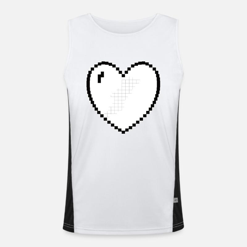 Herz heart Pixel Gamer Geschenk Funktionelles Kontrast-Tank Top für Männer 