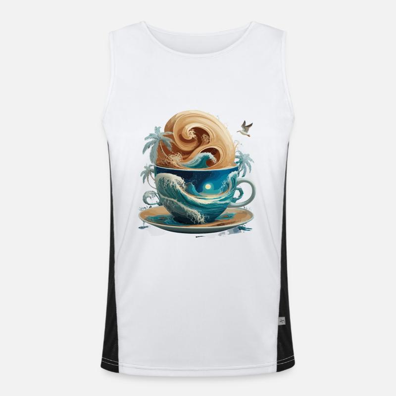 Tropical Beach Waves Kaffeetasse für eine Funktionelles Kontrast-Tank Top für Männer 