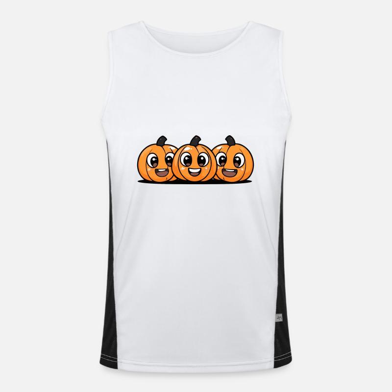 Pumpkin Halloween Cute Comic - Men's Functional Contrast Tank Top - white/black