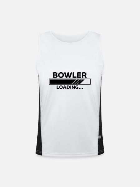 Bowling Spruch Bowlingspieler Fun Bowler Geschenk - Funktionelles Kontrast-Tank Top für Männer  - Weiß/Schwarz - Vorne