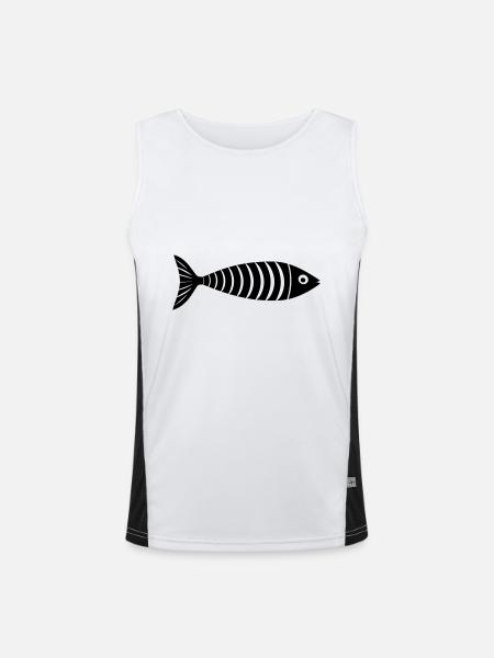 fish - Men's Functional Contrast Tank Top  - white/black
