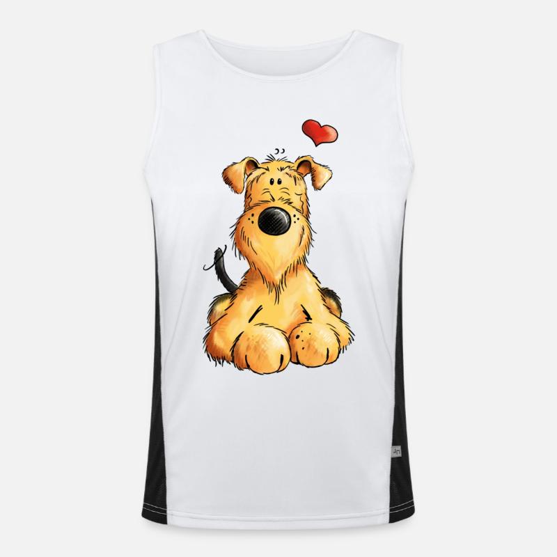Airedale Terrier Love - Hund - Geschenk - Comic Funktionelles Kontrast-Tank Top für Männer 