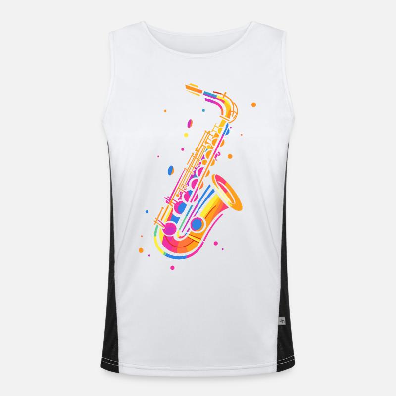 Retro Saxophone Men's Functional Contrast Tank Top 