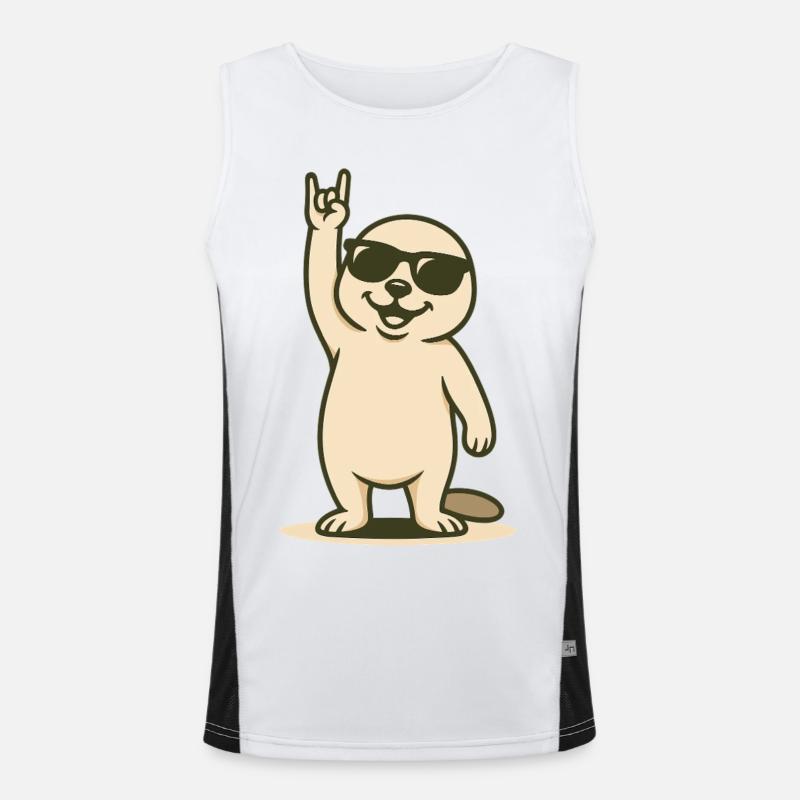 Cooles Robbenbaby mit Rockerpose Funktionelles Kontrast-Tank Top für Männer 