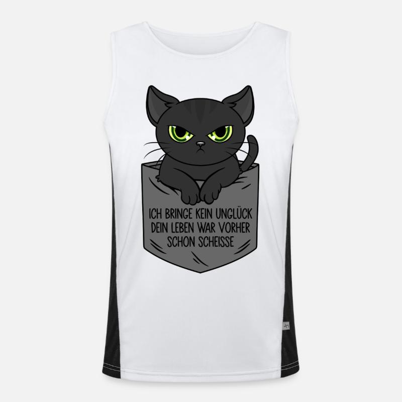 Je n’apporte pas de malchance Sac de poitrine de chat noir Débardeur respirant contrasté Homme 