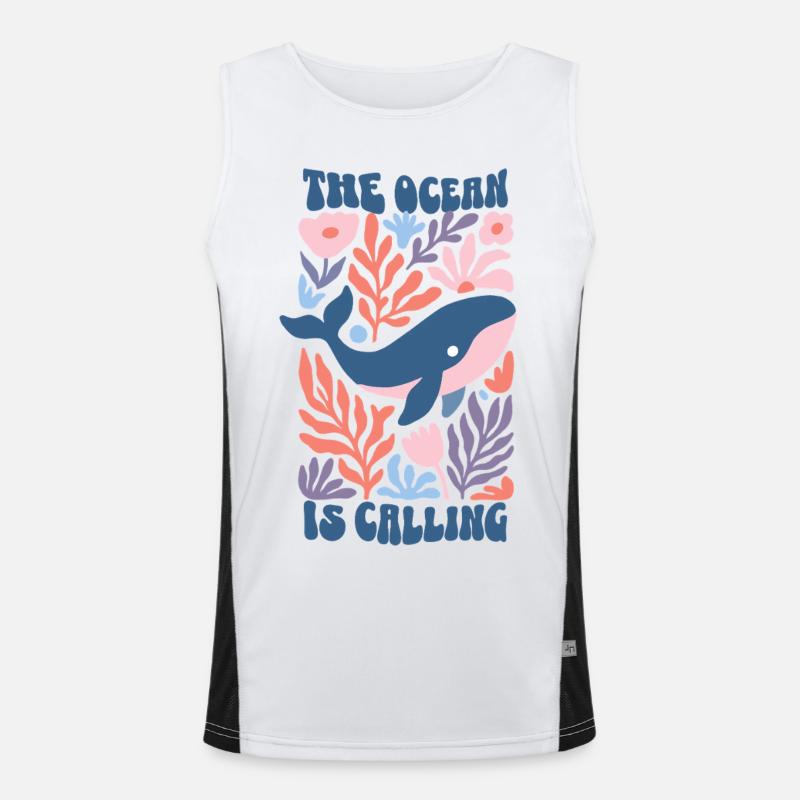 The Ocean Is Calling - Retro Wal Boho Blumen Funktionelles Kontrast-Tank Top für Männer 
