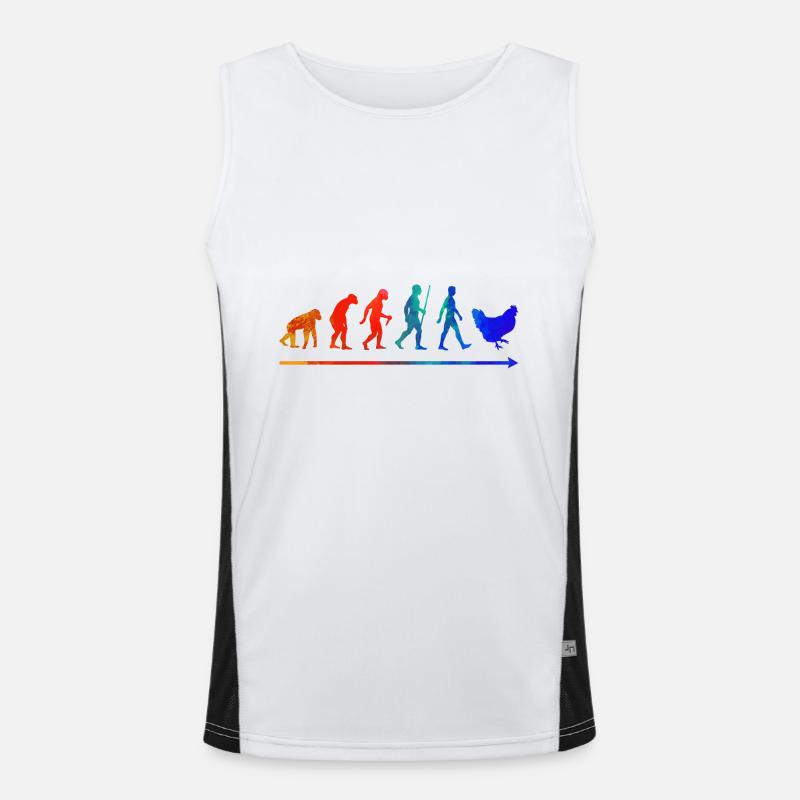 Chicken Evolution - Men's Functional Contrast Tank Top  - white/black