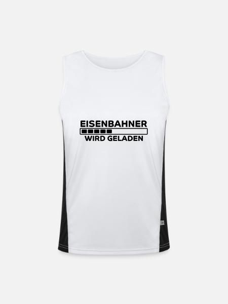 Eisenbahner Spruch Lokführer Eisenbahner Geschenk - Funktionelles Kontrast-Tank Top für Männer  - Weiß/Schwarz - Vorne