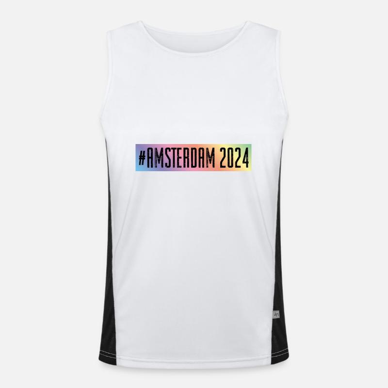 Amsterdam 2024 Bunt Funktionelles Kontrast-Tank Top für Männer 