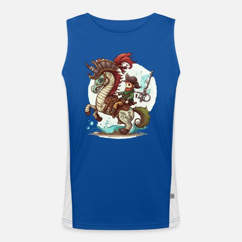 Das verwegene Seepferdchen Funktionelles Kontrast-Tank Top für Männer 