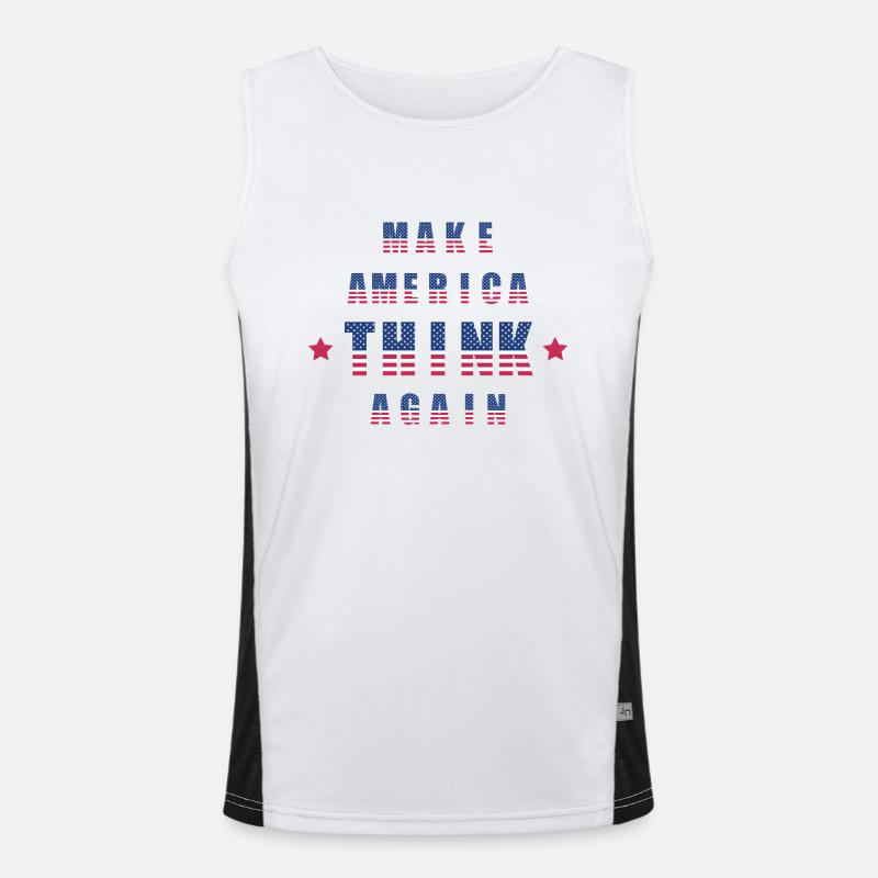 make america think again Funktionelles Kontrast-Tank Top für Männer 