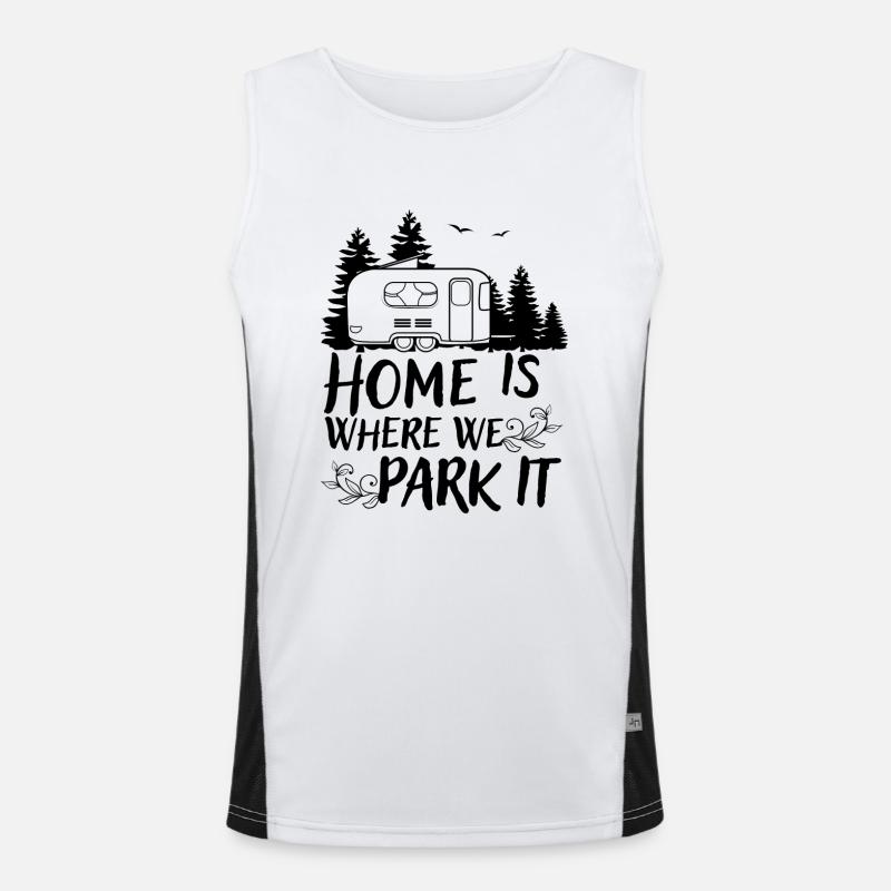 Camper Camping Campen Geschenk Wohnwagen Spruch Funktionelles Kontrast-Tank Top für Männer 