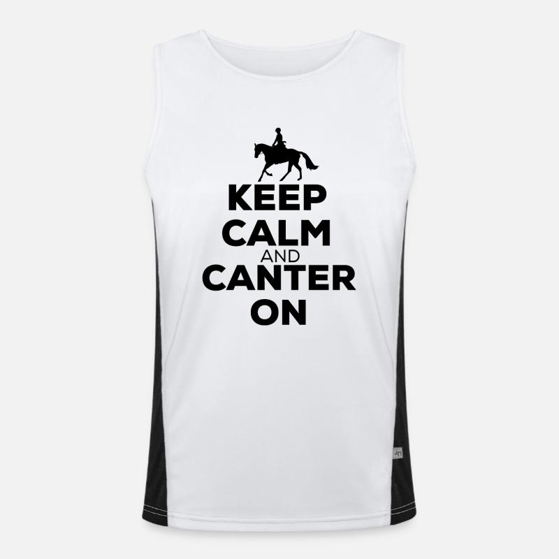 Keep Calm And Canter On - Pferde Reiten Geschenk Funktionelles Kontrast-Tank Top für Männer 