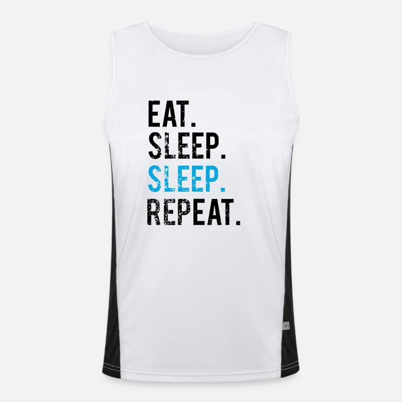 EATING SLEEPING SLEEPING - REPEATING - Men's Functional Contrast Tank Top  - white/black