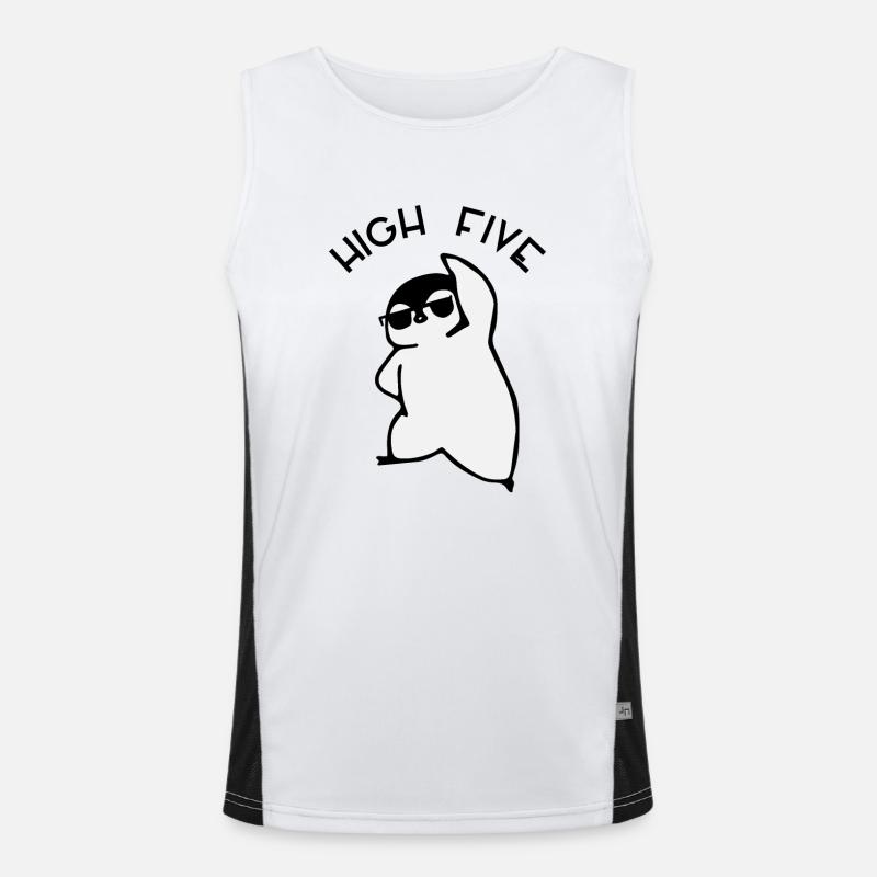 High Five - Penguin Funktionelles Kontrast-Tank Top für Männer 