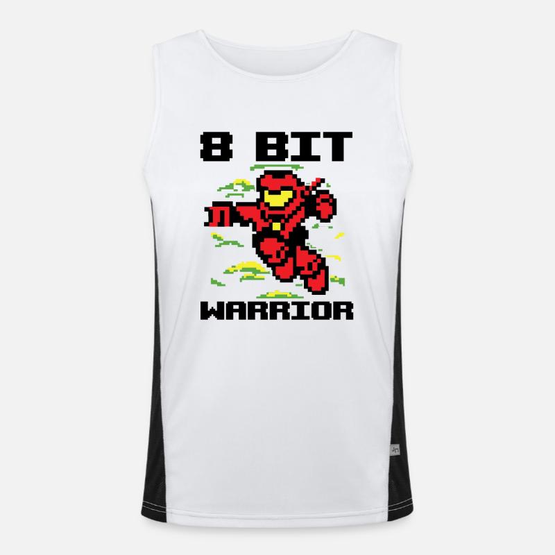 8 Bit Warrior Pixel Video Game Gaming Gift Men's Functional Contrast Tank Top 