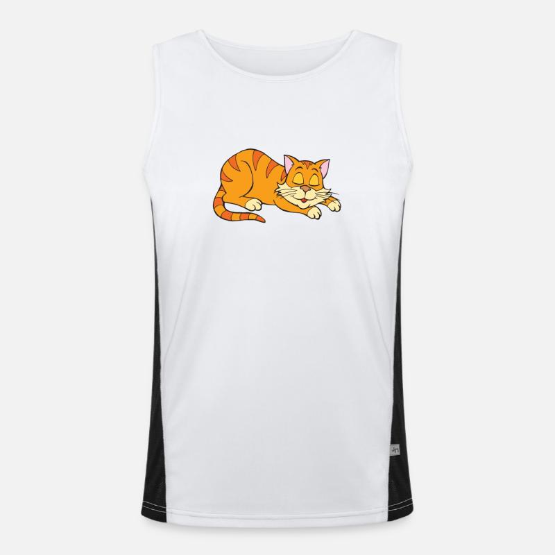Katze - Schlafende Katze Funktionelles Kontrast-Tank Top für Männer 