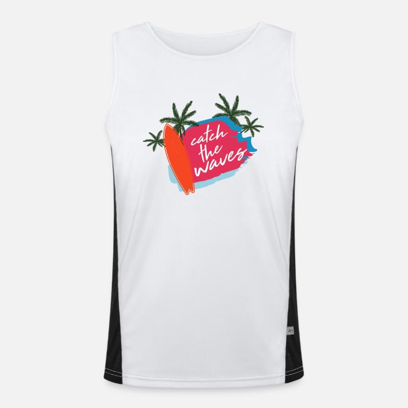 Summer saying beach surfing Men's Functional Contrast Tank Top 