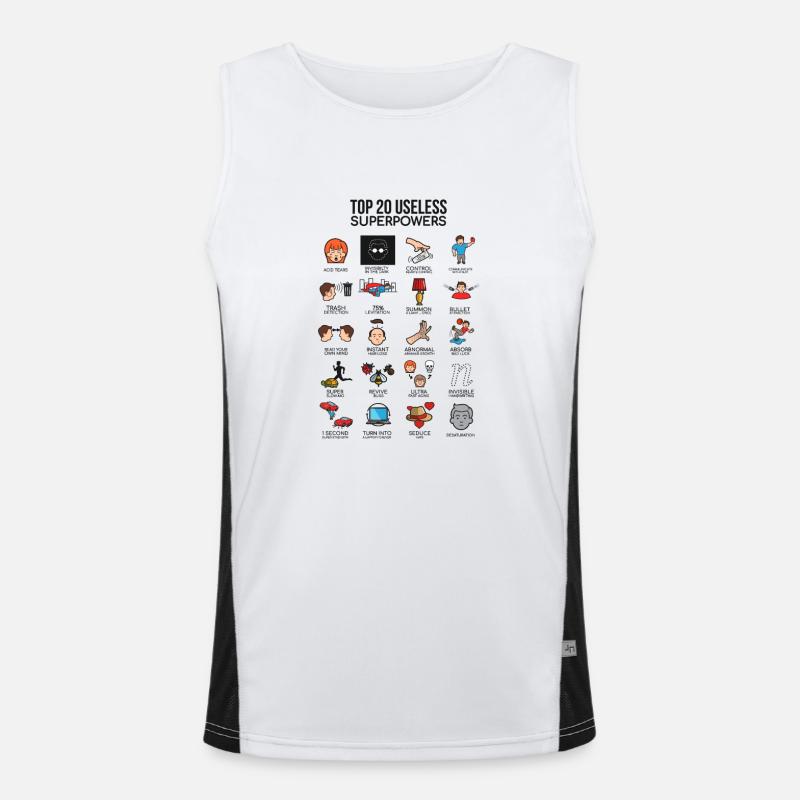 20 unnötige Superkräfte Geschenk Funktionelles Kontrast-Tank Top für Männer 