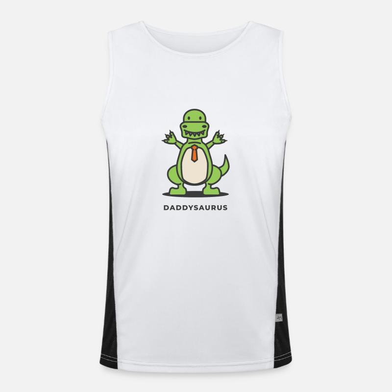 Vater & Sohn - Daddysaurus Rex - Geschenk Funktionelles Kontrast-Tank Top für Männer 