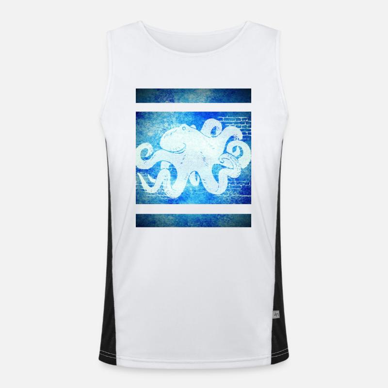 Octopus blue Men's Functional Contrast Tank Top 