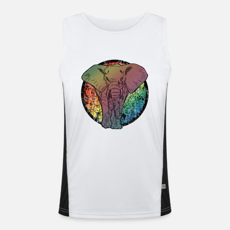 Elephant cartoon Men's Functional Contrast Tank Top 
