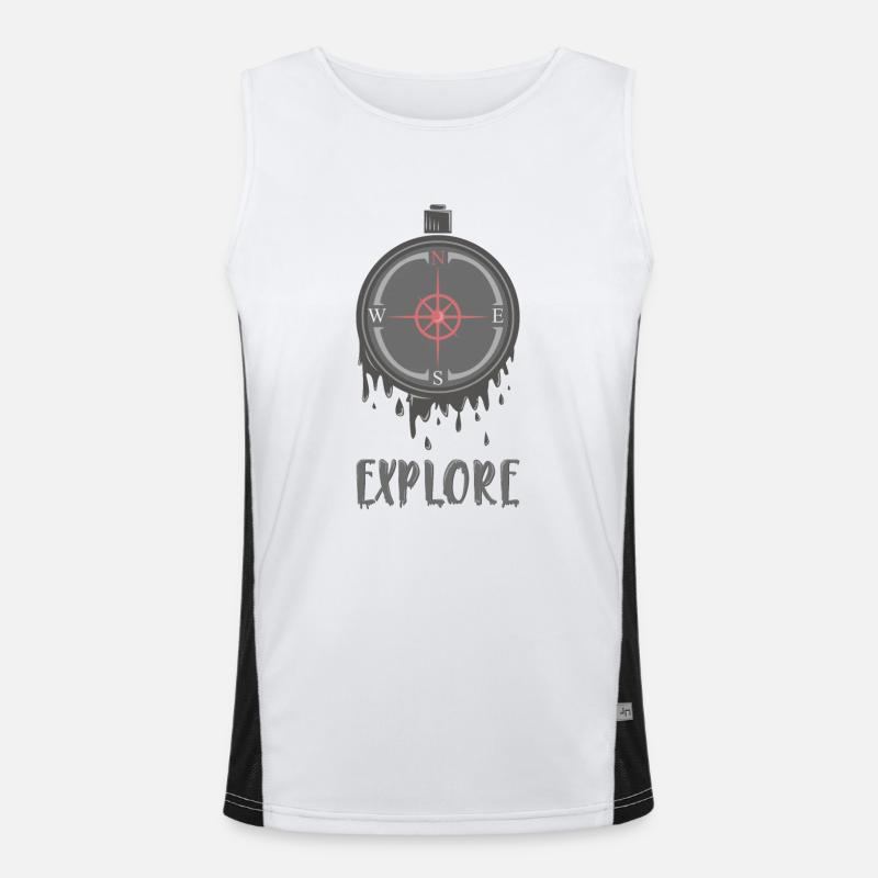 Discover - North Pole - Compass - Explorer design Men's Functional Contrast Tank Top 