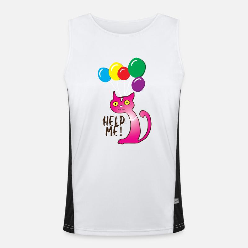 Katze Hilf mir, Help me Funktionelles Kontrast-Tank Top für Männer 