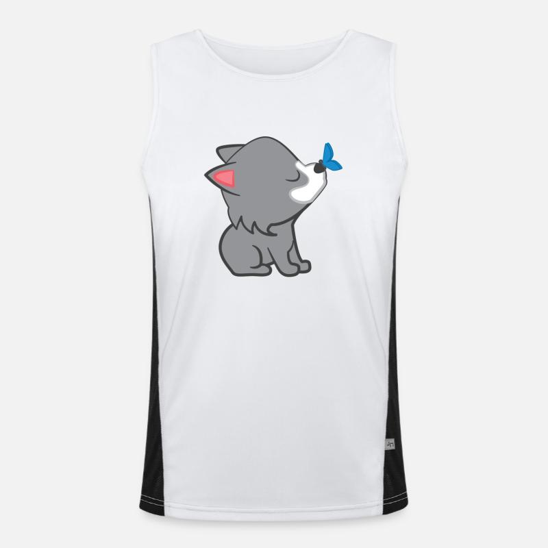 Wolf - Wolves - Wolffan - Wolf motive - Men's Functional Contrast Tank Top  - white/black