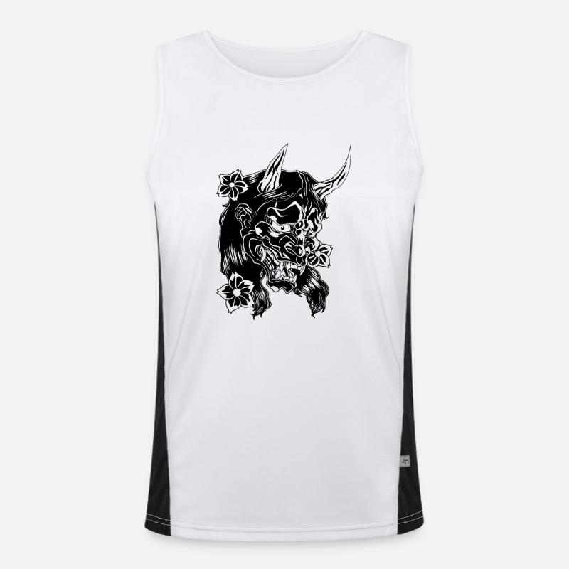 Devil with flowers black Men's Functional Contrast Tank Top 