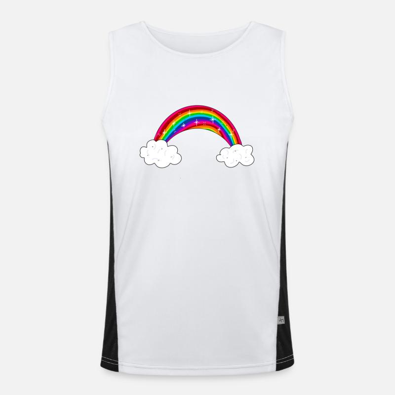 glitzernder regenbogen mit wolken Funktionelles Kontrast-Tank Top für Männer 