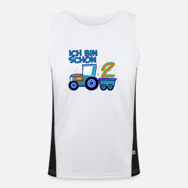 Traktor Ich Bin Schon 2 Geburtstag Funktionelles Kontrast-Tank Top für Männer 
