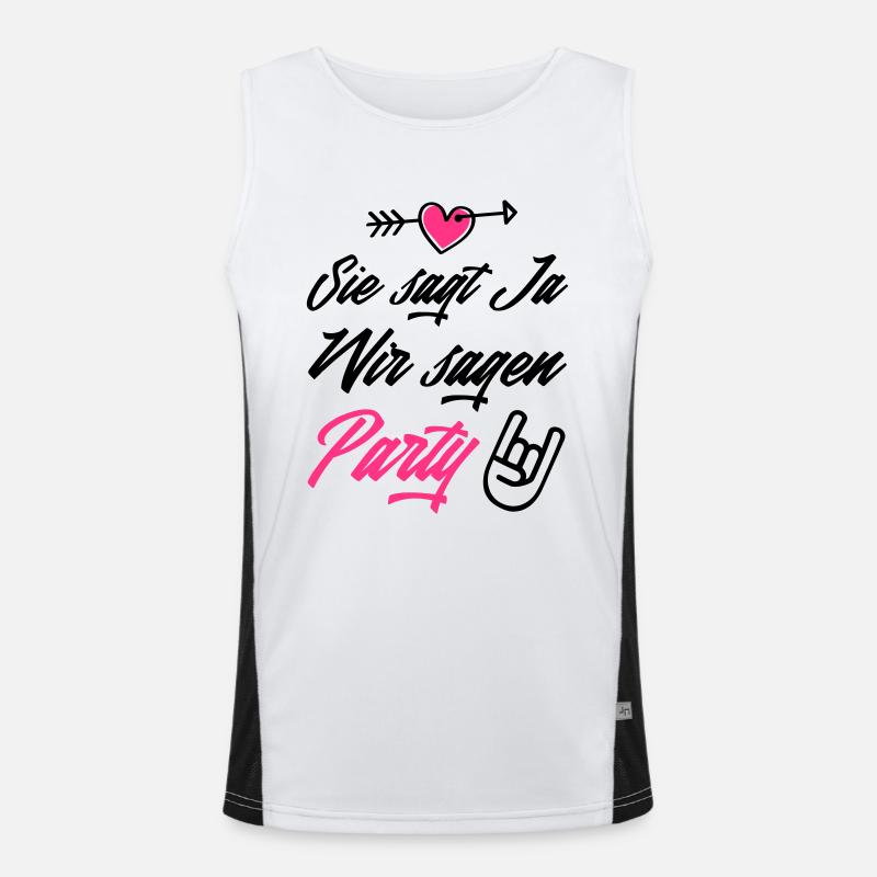 sie sagt ja wir party Funktionelles Kontrast-Tank Top für Männer 