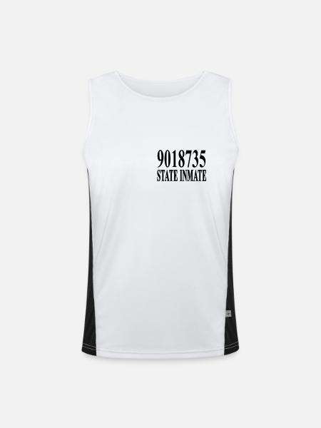 Sträfling Kostüm Verbrecher Karneval Party Knast - Funktionelles Kontrast-Tank Top für Männer  - Weiß/Schwarz - Vorne