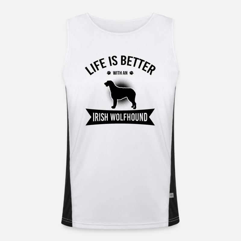 Life Is Better With An Irish Wolfhound bw Débardeur respirant contrasté Homme 
