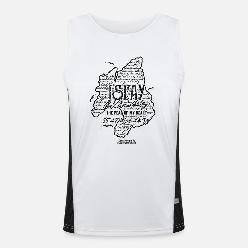 Whisky Merch Design Islay Schottland Tasting Notes Funktionelles Kontrast-Tank Top für Männer 