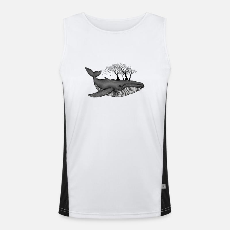 Conservation whale with trees gift idea Men's Functional Contrast Tank Top 
