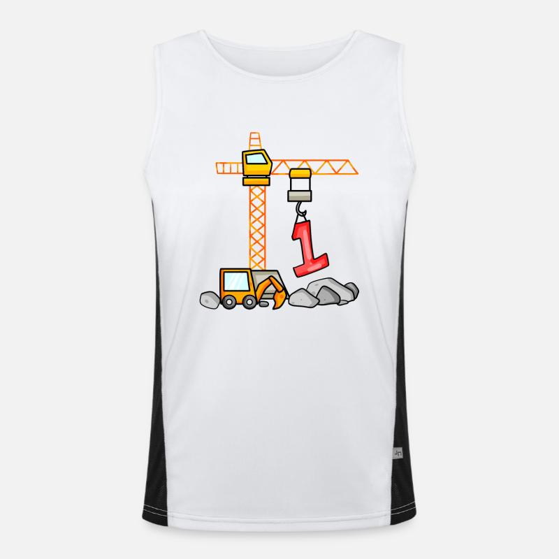 Kinder Geburtstagsshirt Bagger 1 Junge Baustelle 1 Funktionelles Kontrast-Tank Top für Männer 