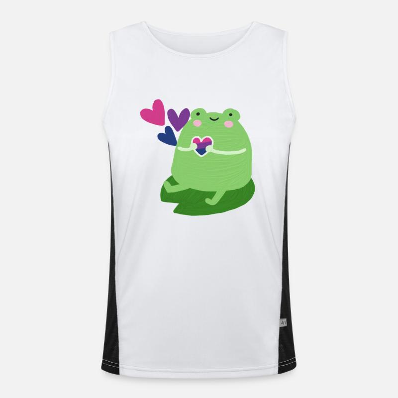 Grenouille douce avec des couleurs de drapeau de fierté bisexuelle Débardeur respirant contrasté Homme 