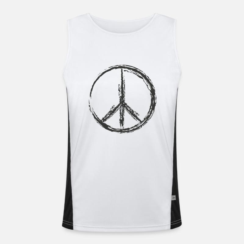 Frieden Zeichen Funktionelles Kontrast-Tank Top für Männer 