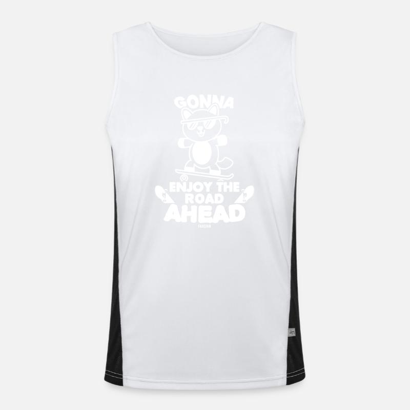 cool skateboard skating gift - Men's Functional Contrast Tank Top  - white/black
