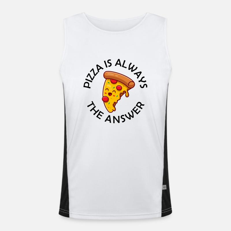 Pizza Is Always The Answer Lustiger Pizza Spruch Funktionelles Kontrast-Tank Top für Männer 